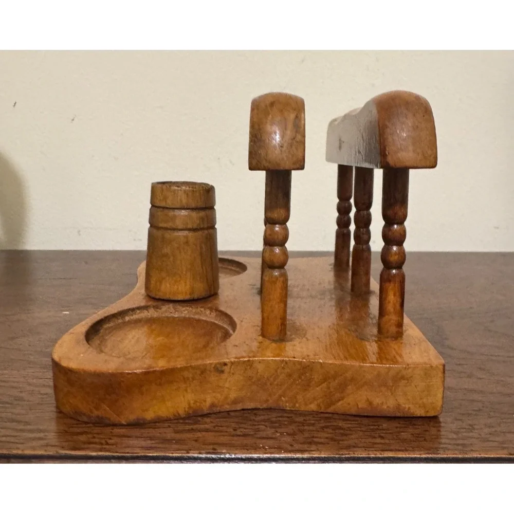 Vintage Wood Napkin Holder & Salt/Pepper Shaker Table Caddy Organizer